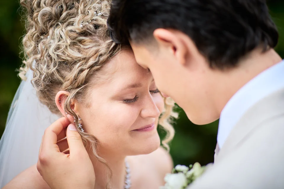 A close portrait of the couple together