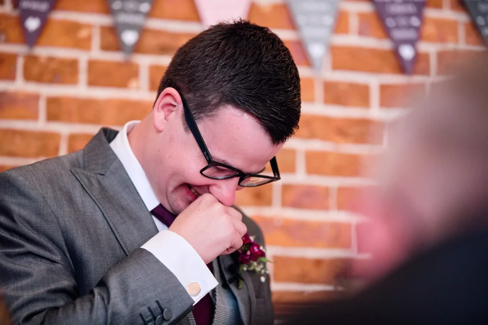 A moment from Steph & Kris’s wedding at Dairy Barns