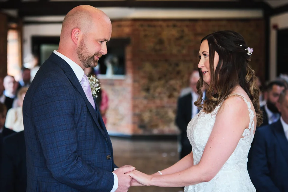 A moment from Tracey & James’s wedding at Hunters Hall