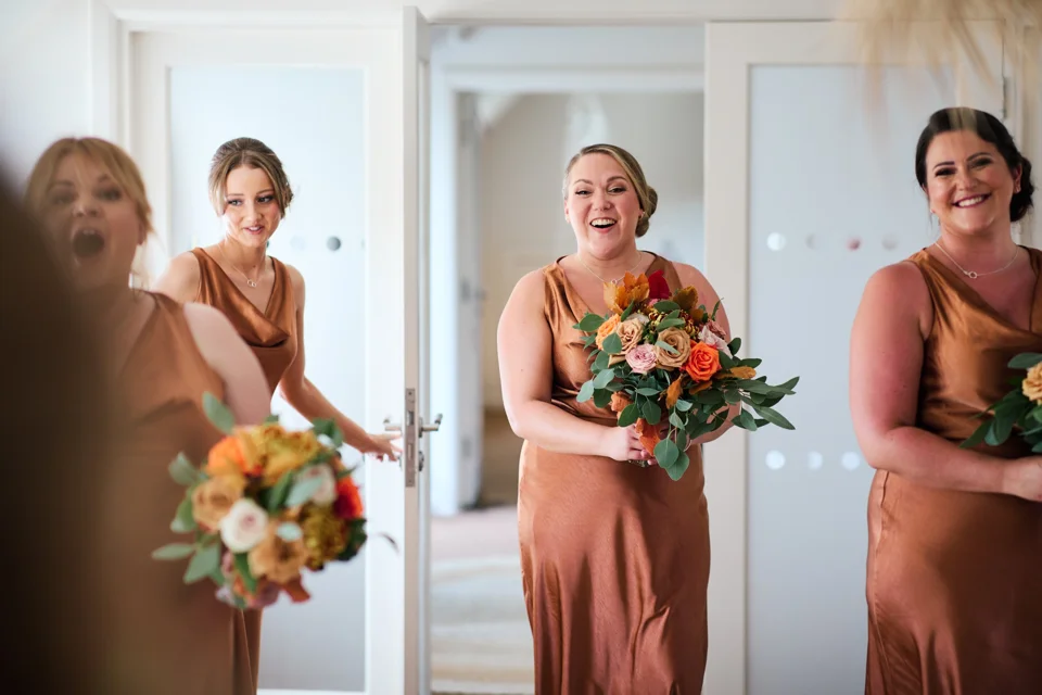 Bridesmaids waiting to leave for the ceremony